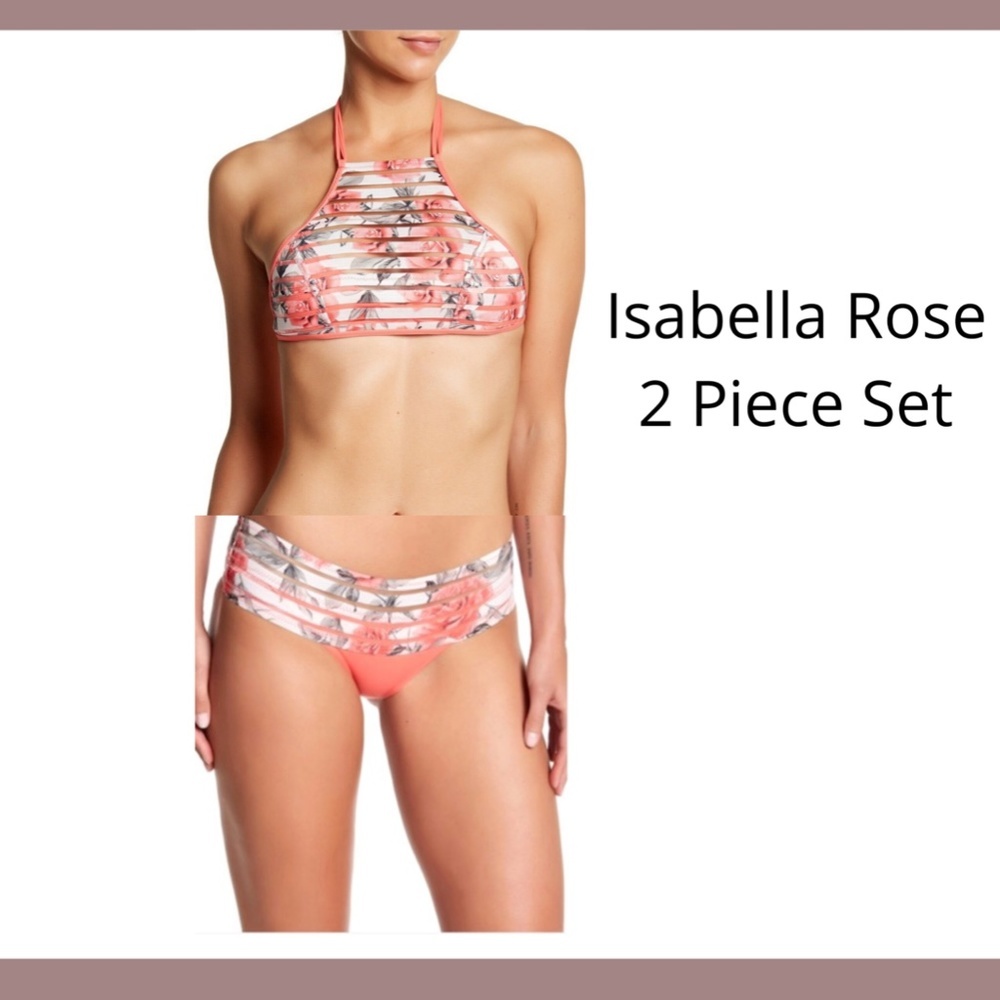 NEW $168 Isabella Rose Halter Bikini Top [ Small ]‎ + Banded Bottom [ Medium ]